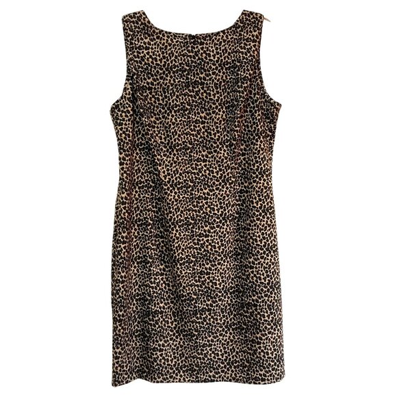 Leopard Print Sleeveless Shift Dress By Teddi Designs Size 16 Polyester Womens C - Picture 1 of 5